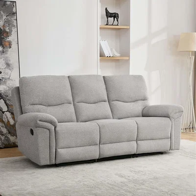 The Range Fosse 2 and 3 Seater Fabric Manual Recliner Sofa - Light Grey / 3