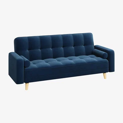 The Range Velvet Convertible Sofa Bed with Armrests - Blue