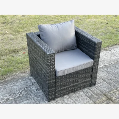 The Range Rattan Single Sofa Chair with Cushion - Dark Grey