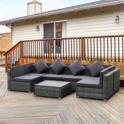 The Range 7 Pieces Patio Wicker Sofa Set - Grey