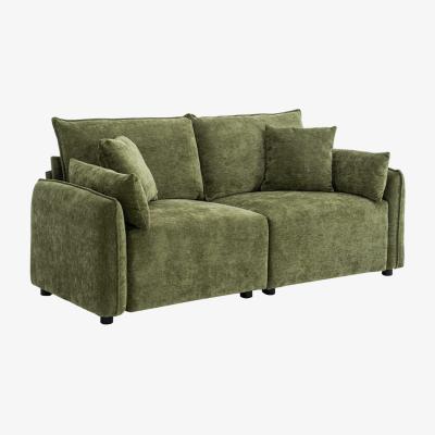 The Range 2-Seater Chenille Upholstered Sofa with Scatter Cushions - Green
