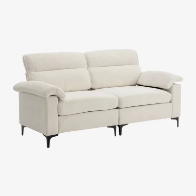 The Range 2-Seater Chenille Upholstered Sofa - White