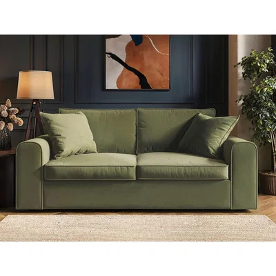 The Range Ainsley 3 Seater Sofa Khaki Green Velvet - Green