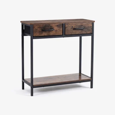The Range Modern Sofa Table Entryway Table - Rustic Brown + Black