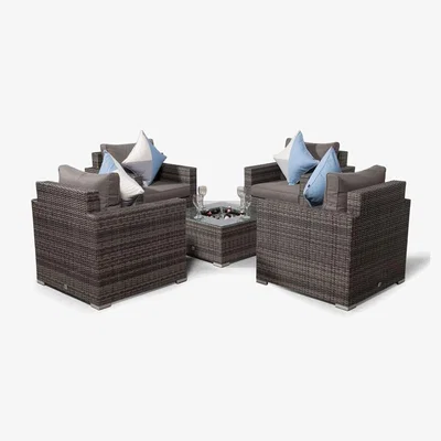 The Range Giardino Sydney 4 Seater Rattan Sofa Set with Drinks Cooler Coffee Table - Grey