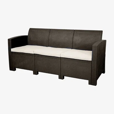 The Range Marbella 3 Seater Rattan Effect Sofa - Brown