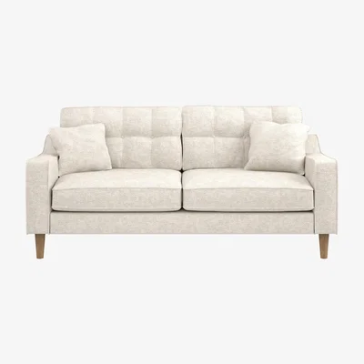 The Range Jude 3 Seater Midcentury Fabric Sofa - Beige - Beige