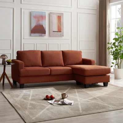 The Range Celeste 3-Seater Sofa with Chaise - Burnt Orange Boucle