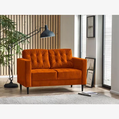 The Range Juno Modern Living Room Velvet Sofa - Burnt Orange / 2
