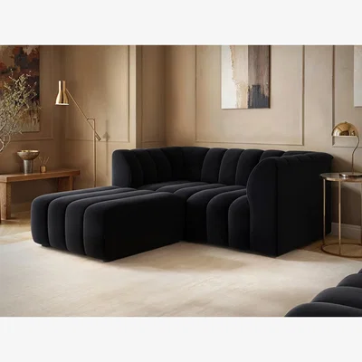 The Range Halle 2 Seater Sofa with Footstool - Black