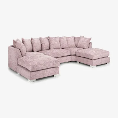 The Range Alaska Pink Luxury Bishop U Shape Sofa Scatterback - Pink