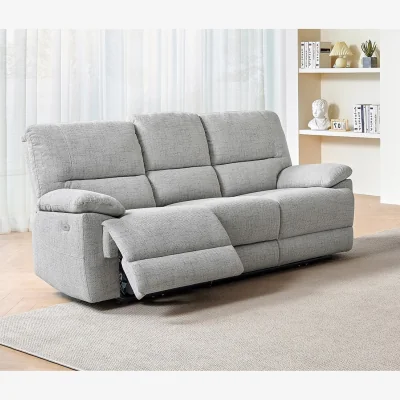 The Range Oxford Grey Fabric Electric Reclining 3 Seater Sofa - Grey