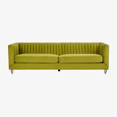 The Range Brasa 3 Seat Green Velvet Sofa - Green