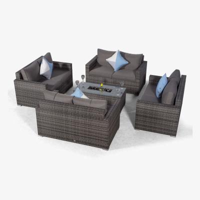 The Range Giardino Sydney 8 Seater Rattan Sofa Set with Drinks Cooler Coffee Table - Grey