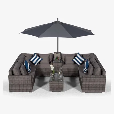 The Range Havana 8 Seat Rattan Sofa Set with Drinks Cooler and Coffee Table - Grey