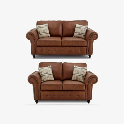 The Range Chicago Oakland 3 and 2 Seater Sofa in TAN - BROWN