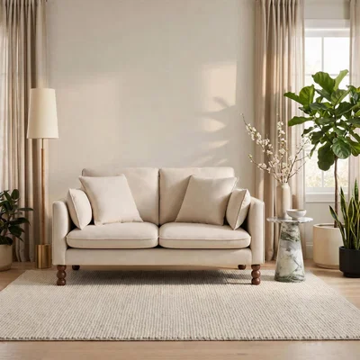 The Range Monroe Chenille Fabric 2 Seater Sofa - Beige