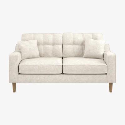 The Range Jude 2 Seater Midcentury Fabric Sofa - Beige - Beige