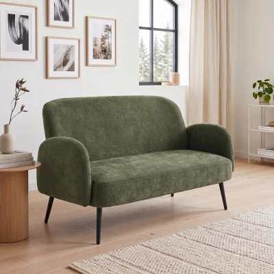 The Range HOMCOM 2 Seater Sofa, Velvet Small Sofa Loveseat with Wide Seat, Green