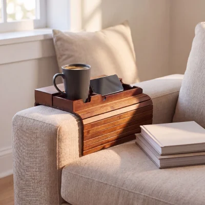 The Range Flexible Bamboo Sofa Arm Tray Couch Armrest Table Organizer Phone  - Bamboo