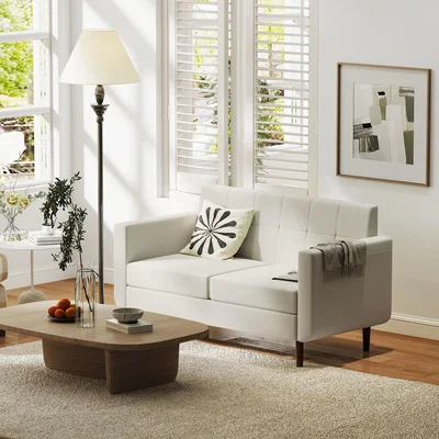 The Range HOMCOM Modern Tufted Fabric 2 Seater Sofa 83B-067V70CW - Cream