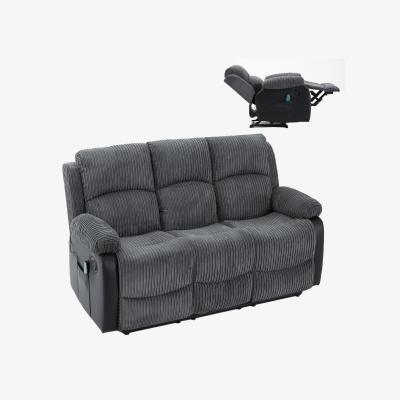 The Range Corduroy Massage Manual Reclining Sofa Suite - Grey