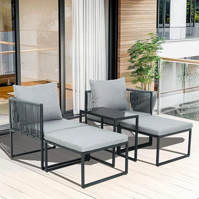 The Range 5 Piece Layla Metal Sofa Set - Grey