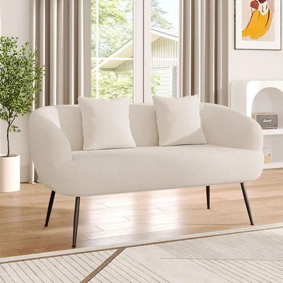 The Range Teddy Fabric Sofa with Stylish Metal Legs - White