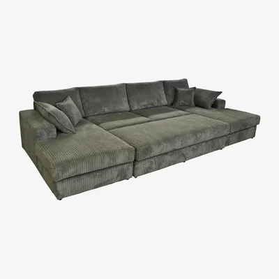The Range Rest Large Double U Shape Sofa with Footstool  - Grey
