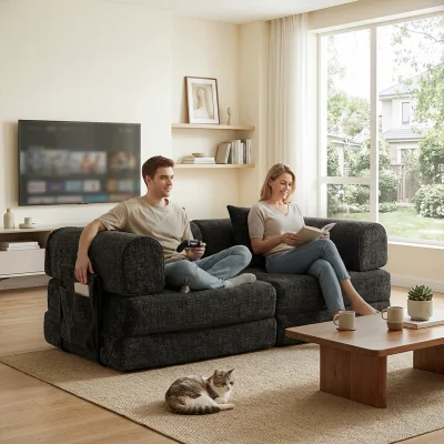 The Range Modular Sofa Bed 3 Seater Convertible Couch Oversize Folding Washable - Grey
