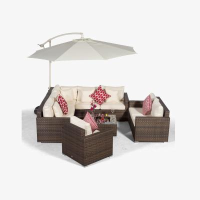 The Range Havana 8 Seat Rattan Sofa Set with Coffee Table - Brown