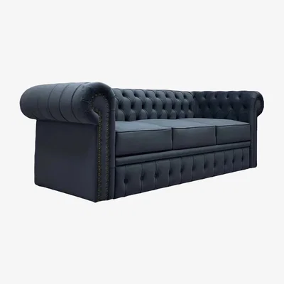 The Range Chesterfield Grey 3 Seater Velvet Sofa  - Steel grey  / 200cm