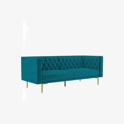 The Range Marseille Tuxedo Sofa Velvet Metal - Green