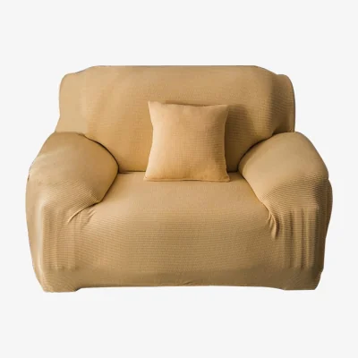 The Range Polar Fleece Knitted Stretch One Seat Sofa Slipcover Beige - Neutral