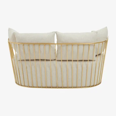 The Range Azalea Two Seat Natural Fabric Sofa - Gold