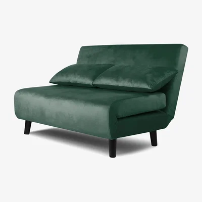 The Range Aurora Small Double Sofa Bed in Velvet - Green