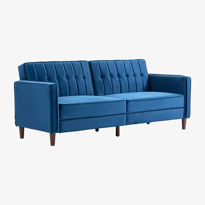 The Range Velvet Feel Three-Seater Sofa Bed  - Blue
