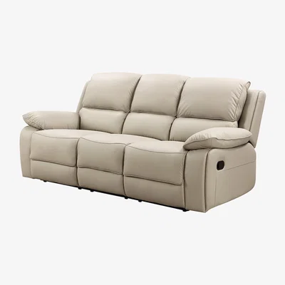 The Range Salerno 3 Seater Leather Manual Recliner Sofa Light Grey - Light Grey