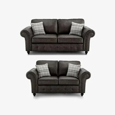 The Range Oakley Charcoal Suede Sofa Set - Charcoal / 5
