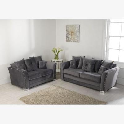 The Range Elland Plush Velvet Grey Sofa Scatterback 3 Plus 2 - Grey