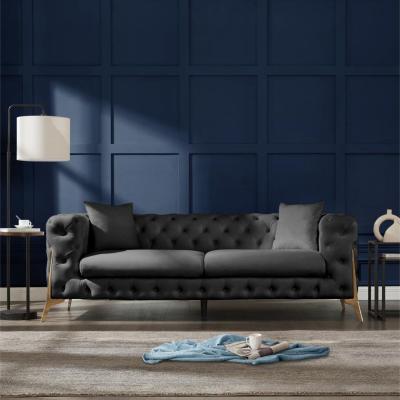 The Range Panther Sofa Chesterfield Design Velvet Fabric - Anthracite / 3