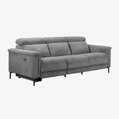 The Range Lund Corduroy Electric Recliner Sofa - Grey
