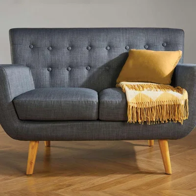 The Range 2 Seater Sofa Grey Birlea Loft Settee Modern Retro Style Fabric - Grey
