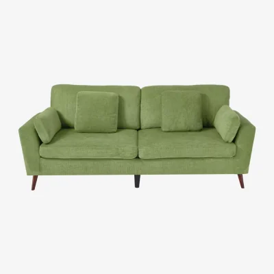 The Range 2 Seater Chenille Upholstered Sofa with Cushions - Green
