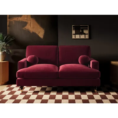 The Range Addison 2 Seater Burgundy Velvet Sofa - Burgundy