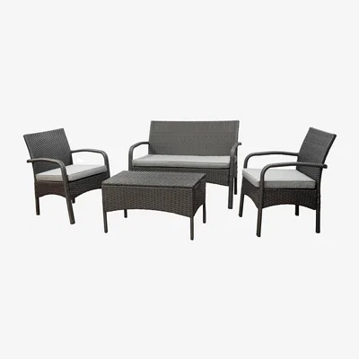 The Range SHG Alnwick Steel Grey Rattan 4 Seater Sofa Set - Grey