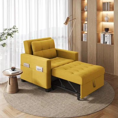 The Range 3-in-1 Convertible Sleeper Sofa Chair Bed - Yellow