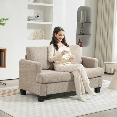 The Range HOMCOM 2 Seater Sofa with Removable Back Cushions Chenille Fabric - Light Brown