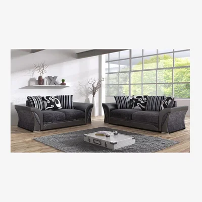 The Range Lorenza Shannon 3 and 2 Seater Sofa Set Grey Black - Grey & Black / 130kg