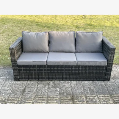 The Range 3 Seater Rattan Lounge Sofa with Cushions - Dark grey